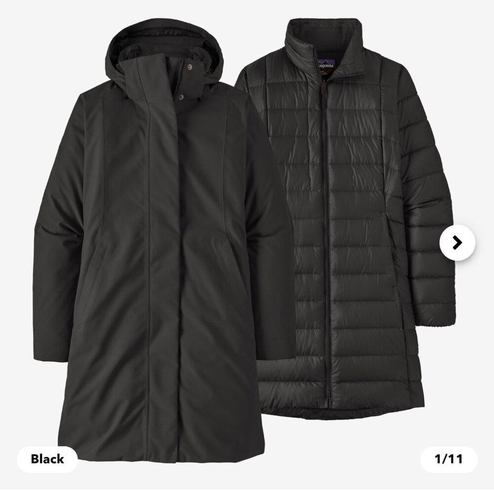 Patagonia women's Tres Parka, black, medium, EUC